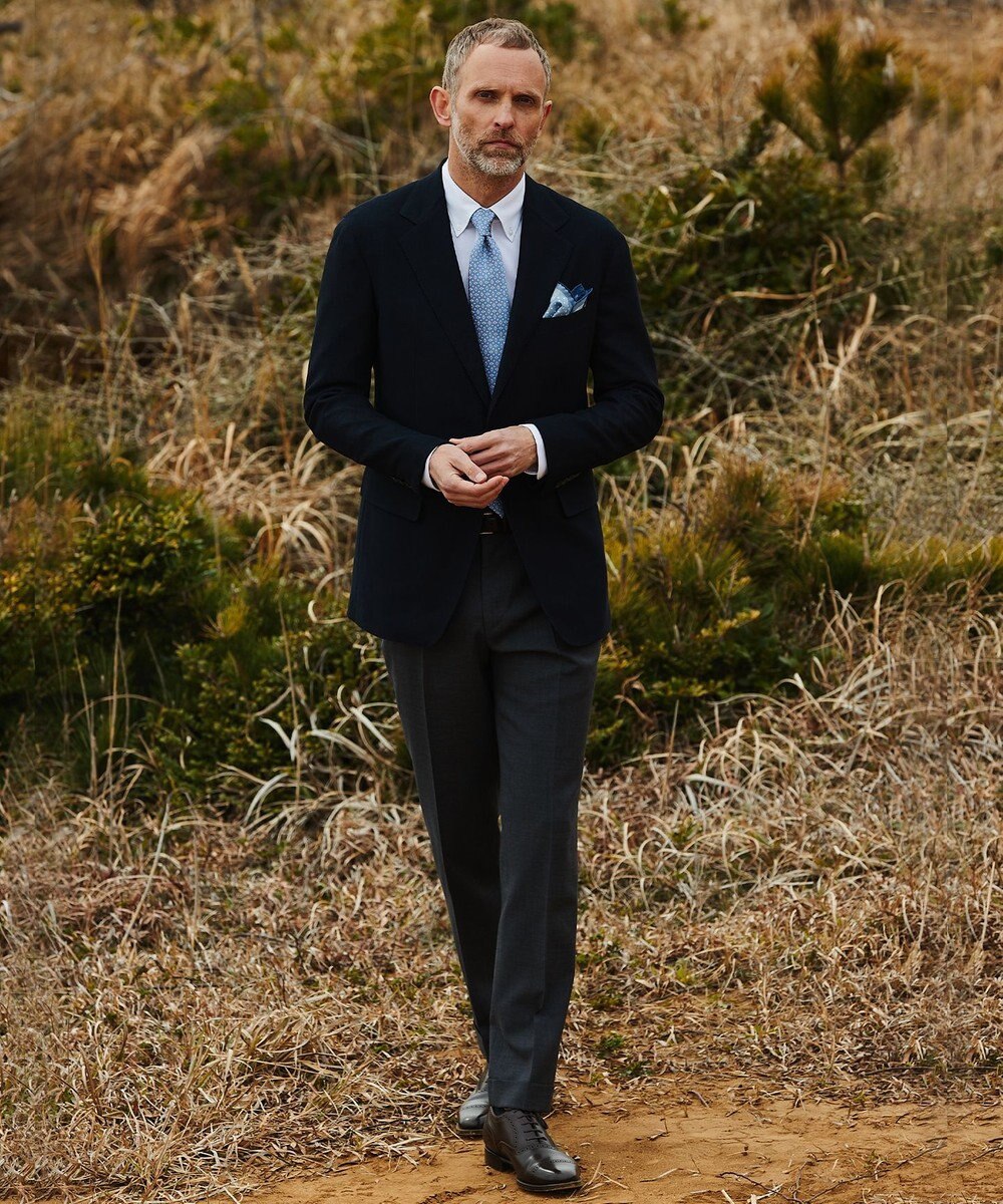 GOTAIRIKU ロングセラー【洗える/折り目加工/シワになりにくい/ウエストアジャスター】ウォッシャブル サマーウール100％パンツ_定番色(ノータック)23/24年モデル 