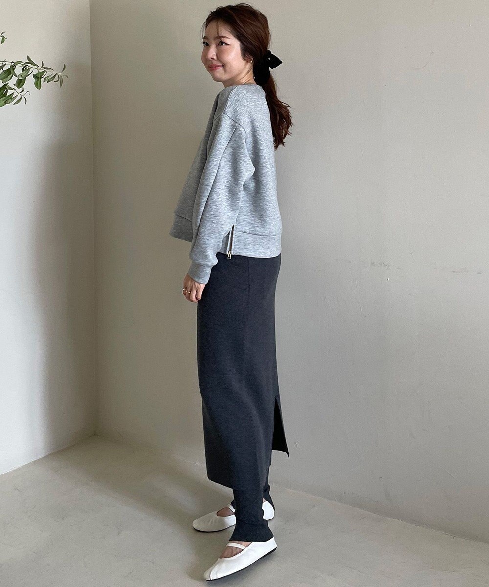 UNFILO L 【WEB限定】BEAUTY FORM JERSEY サイドZIP クロップドプルオーバー 