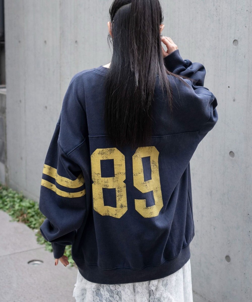 WEGO 【ユニセックス着用ITEM】ケミカルウォッシュナンバリングプルオーバー 