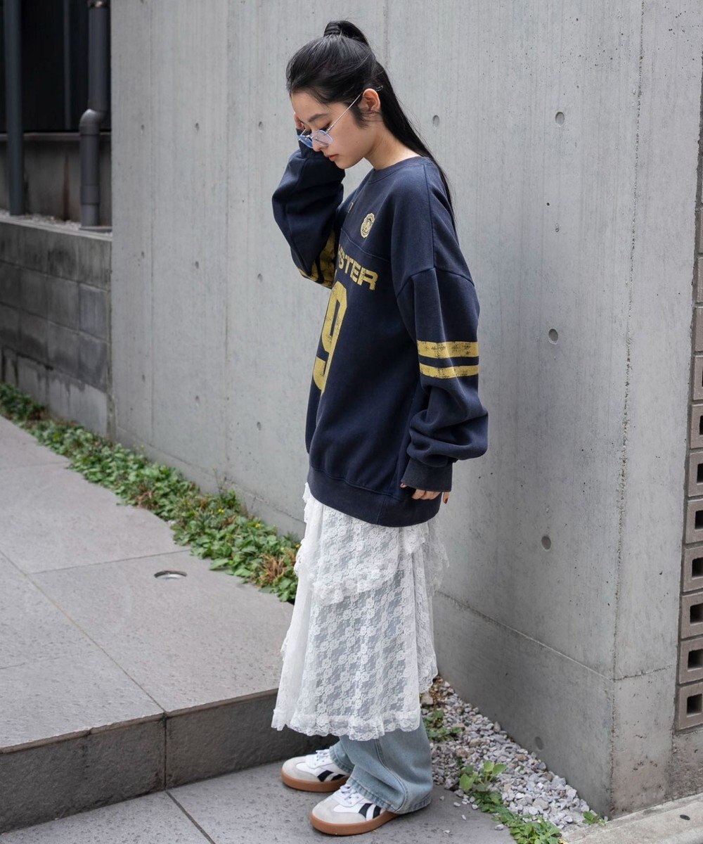 WEGO 【ユニセックス着用ITEM】ケミカルウォッシュナンバリングプルオーバー 