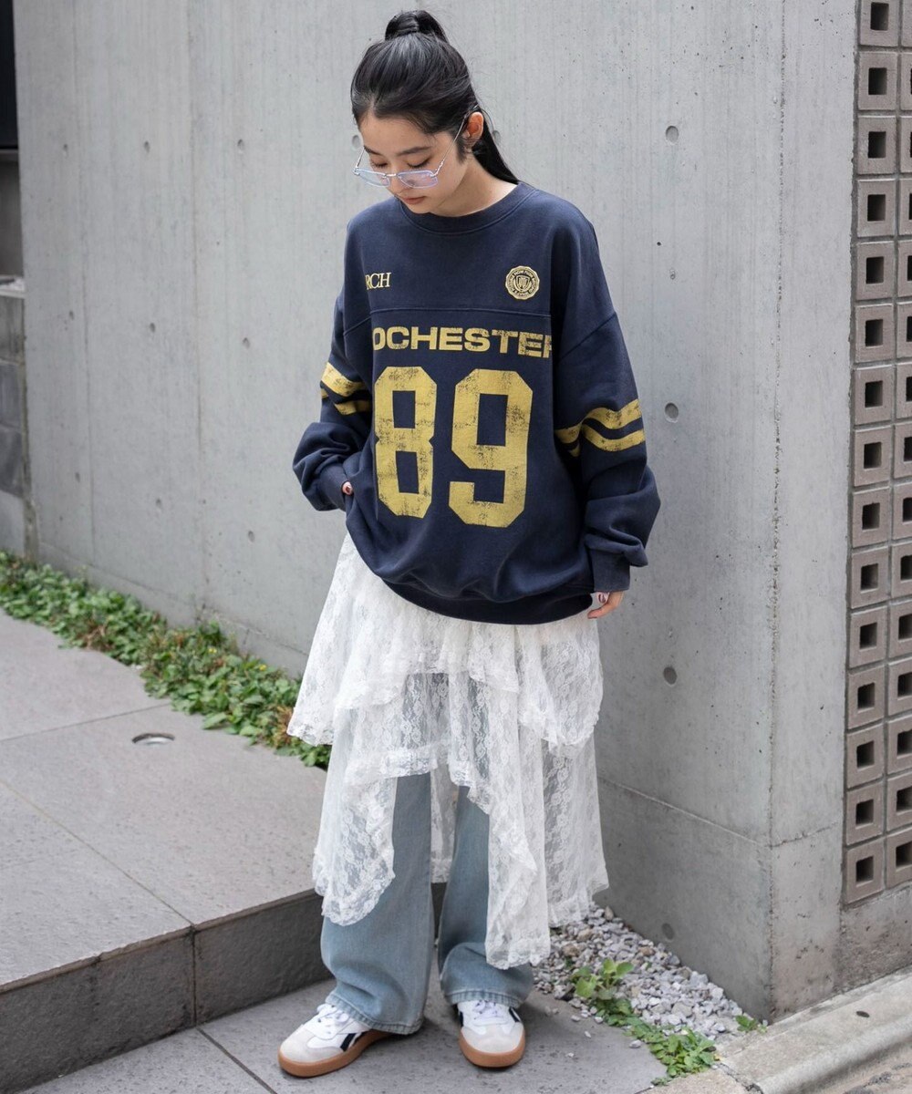 WEGO 【ユニセックス着用ITEM】ケミカルウォッシュナンバリングプルオーバー 