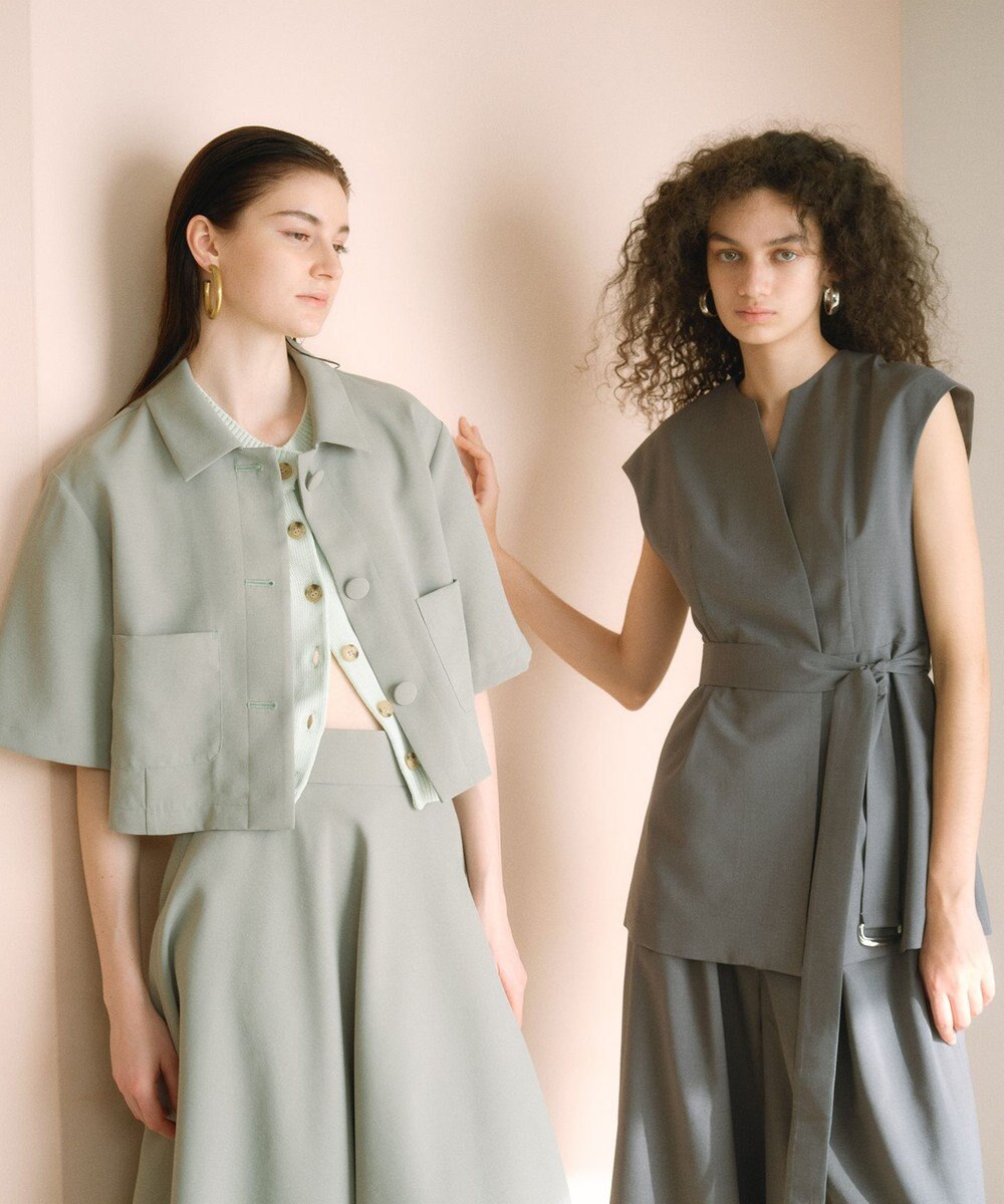 #Newans 【シワになりにくい】〈花乃まりあさんコラボ〉クロップドシャツジャケット 