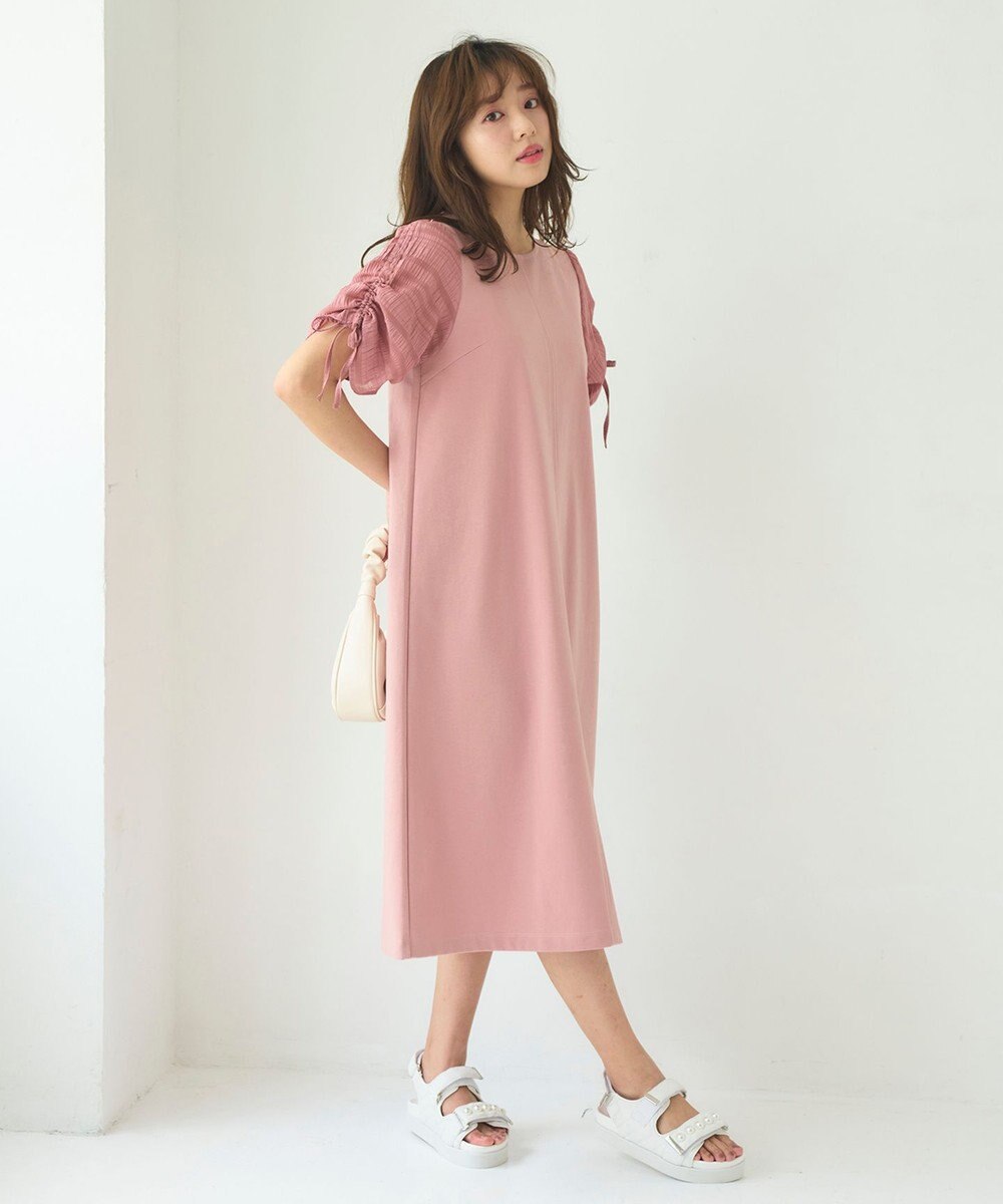 Feroux 【洗える】ドロストスリーブカットソー ワンピース 