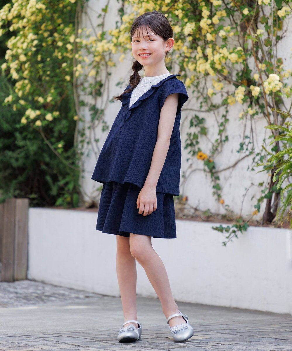 組曲 KIDS 【150-160㎝】サッカーストライプ キュロット 