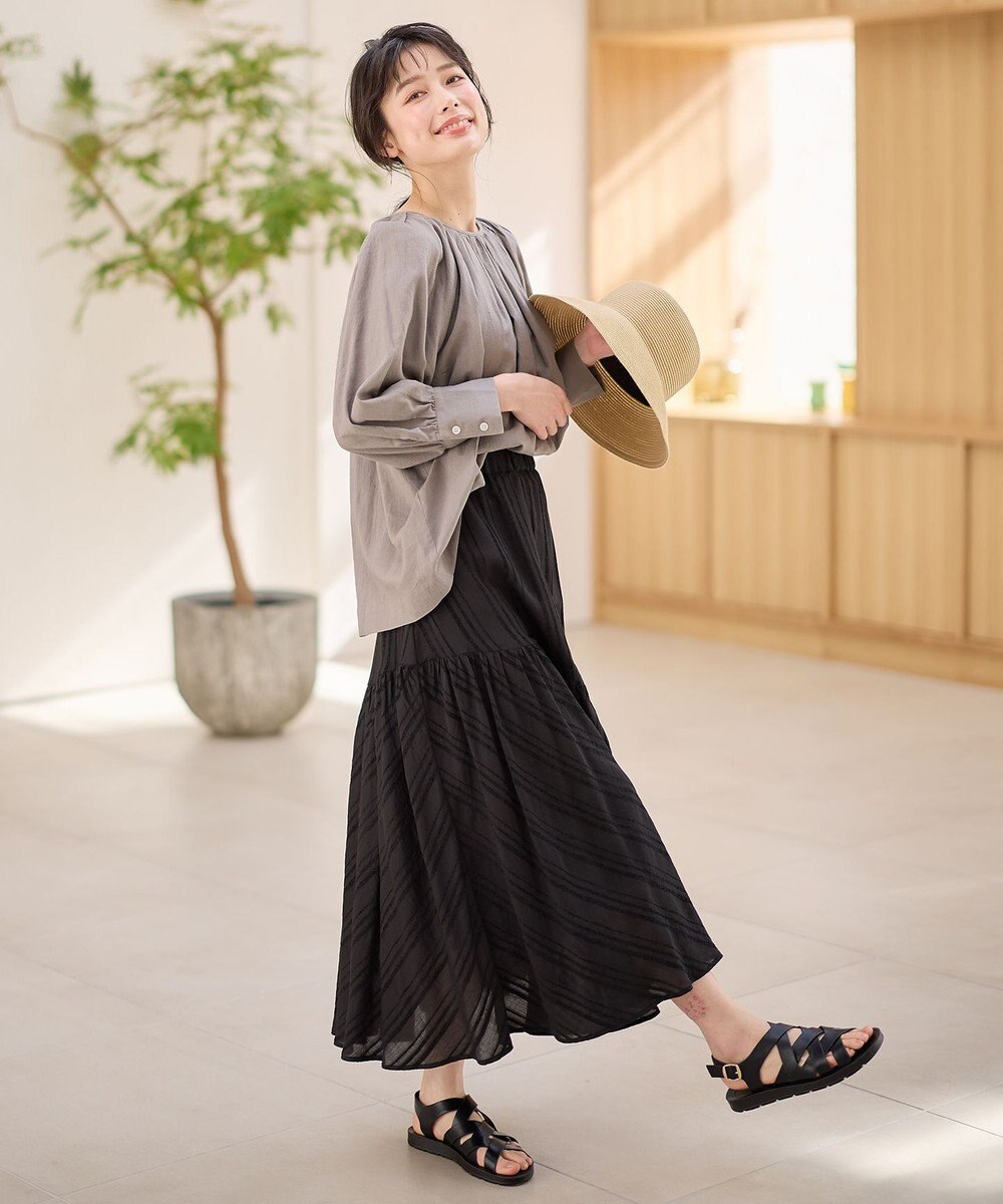 ANY 【ウエストゴム】モールストライプティアードスカート 