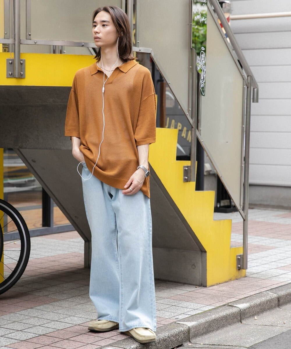 WEGO 【ユニセックス着用ITEM/SMLサイズ展開】デニムルーズフレアパンツ 