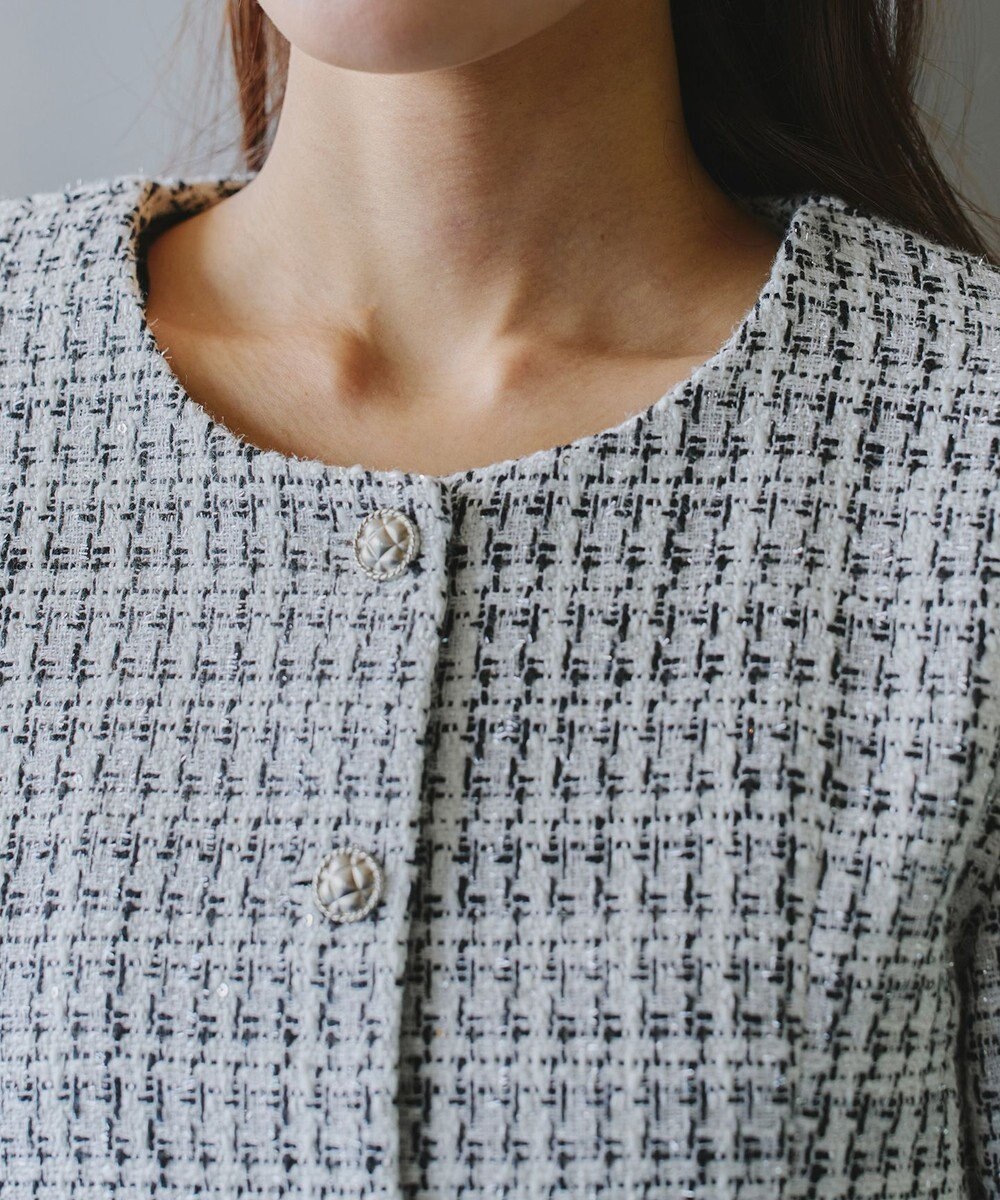 Tiaclasse 【洗える】ツイードノーカラージャレロ 