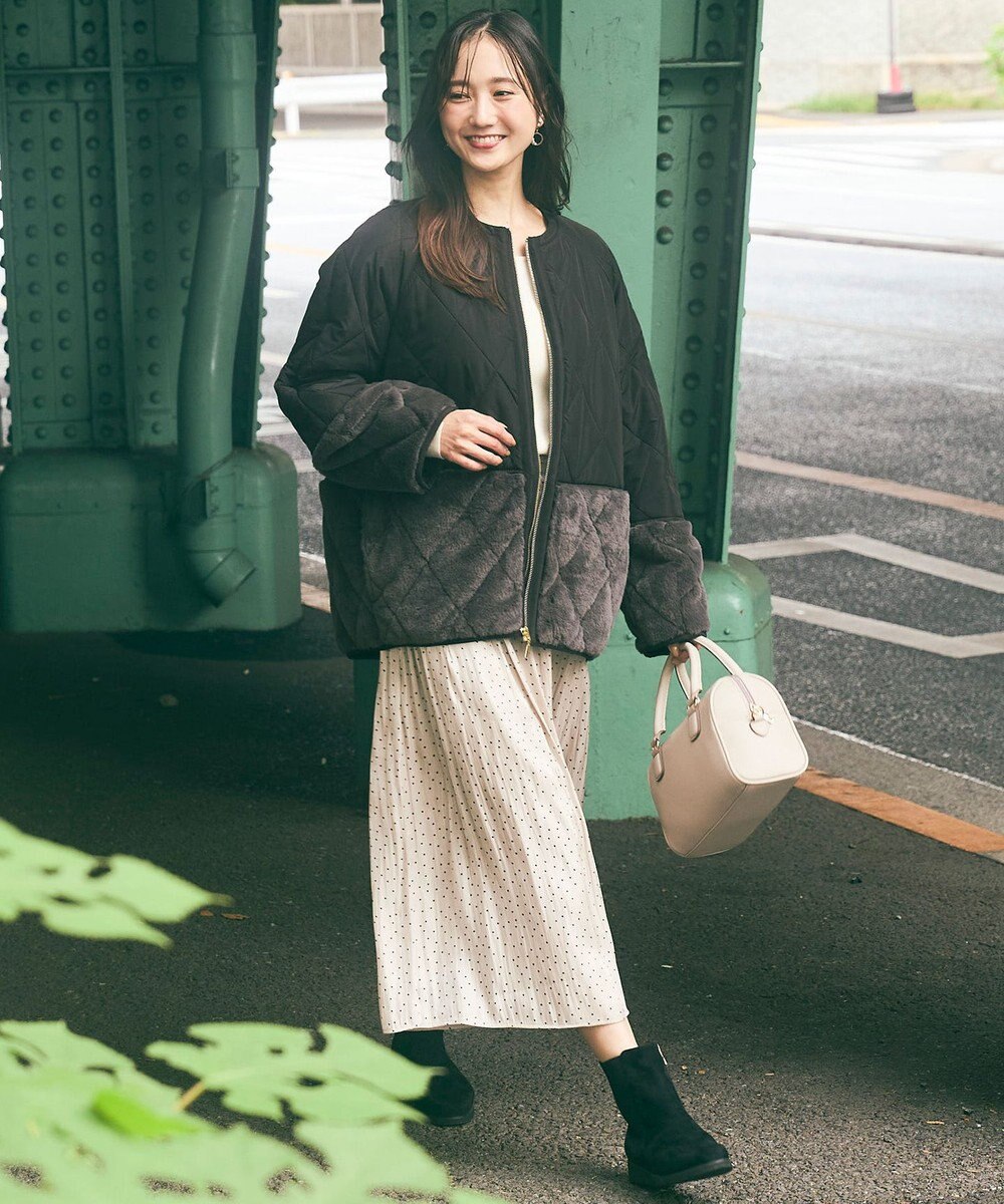 ANY SIS フェイクファーコンビキルティング アウター 