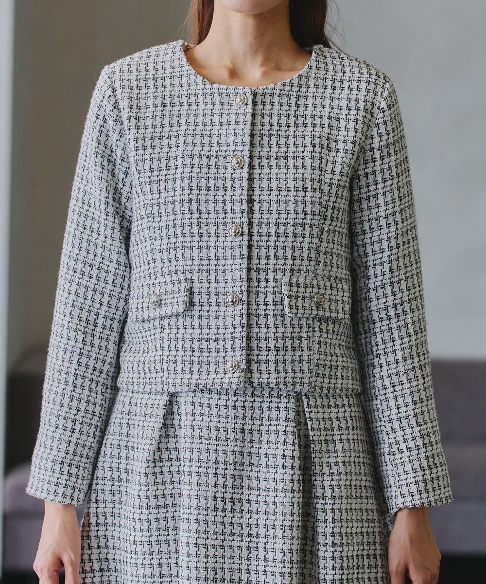 Tiaclasse 【洗える】ツイードノーカラージャレロ 