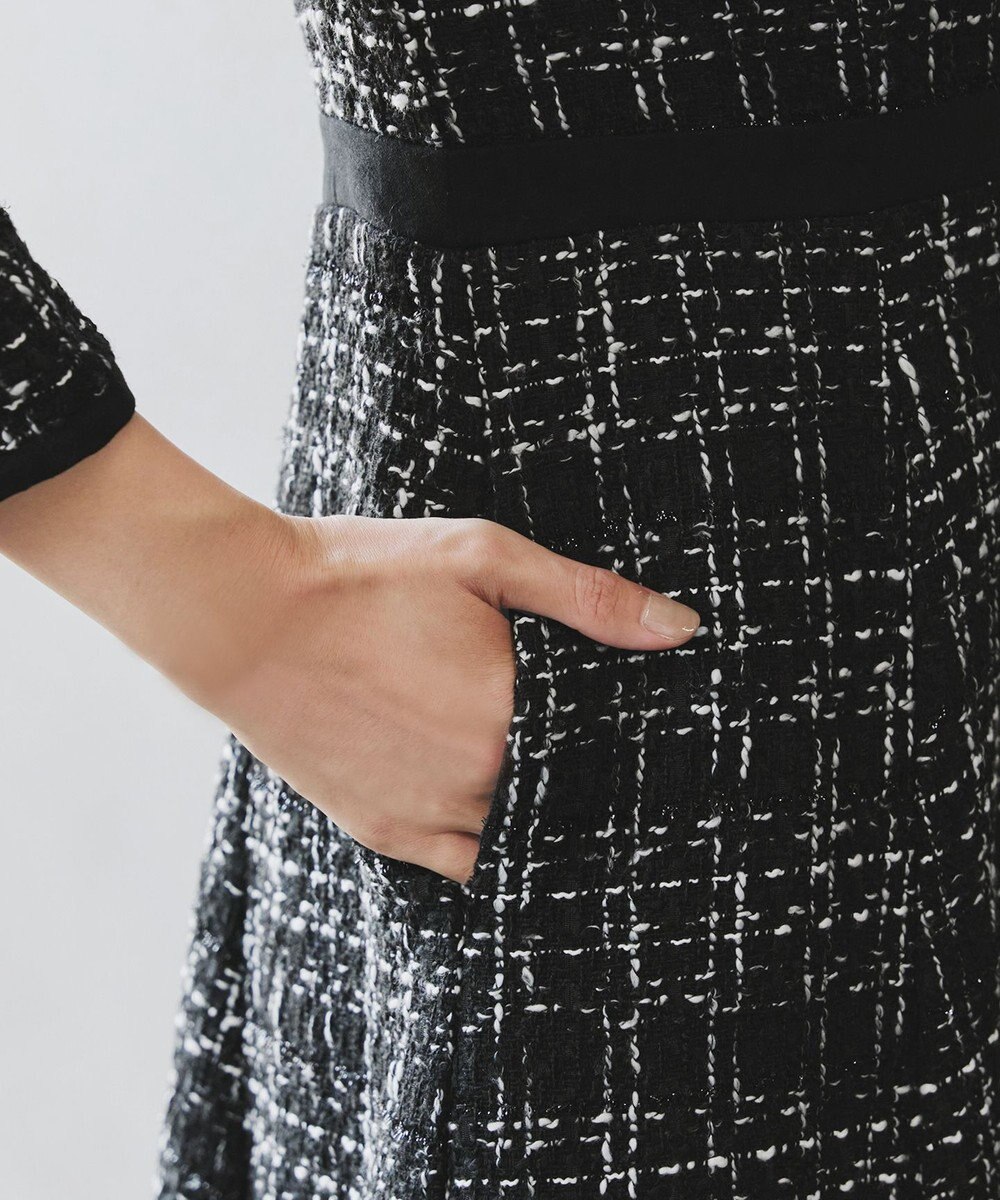 Tiaclasse 【安田美沙子さん着用・洗える】配色ツイードワンピース 