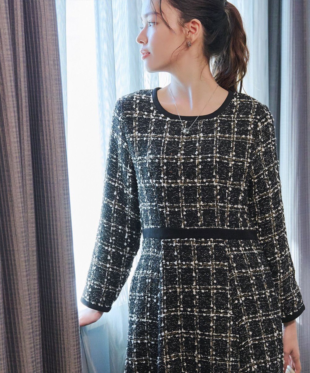 Tiaclasse 【安田美沙子さん着用・洗える】配色ツイードワンピース 