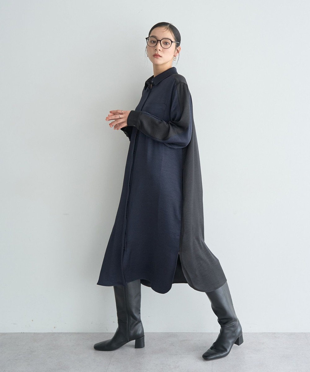 YECCA VECCA ヴィンテージサテンシャツワンピース 