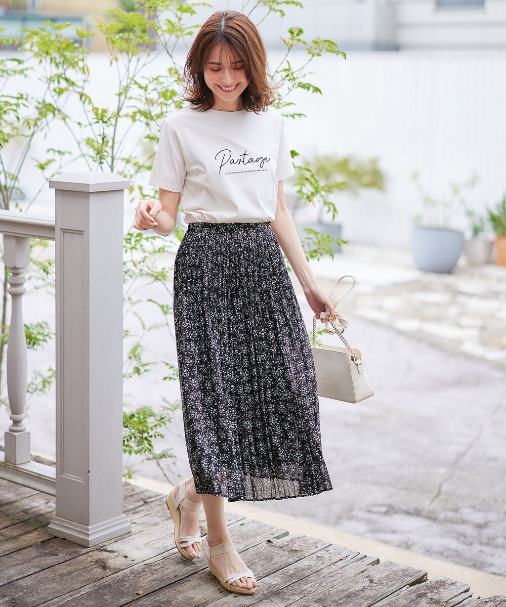 ANY SIS 【洗える】クリスタルプリーツフラワー スカート 