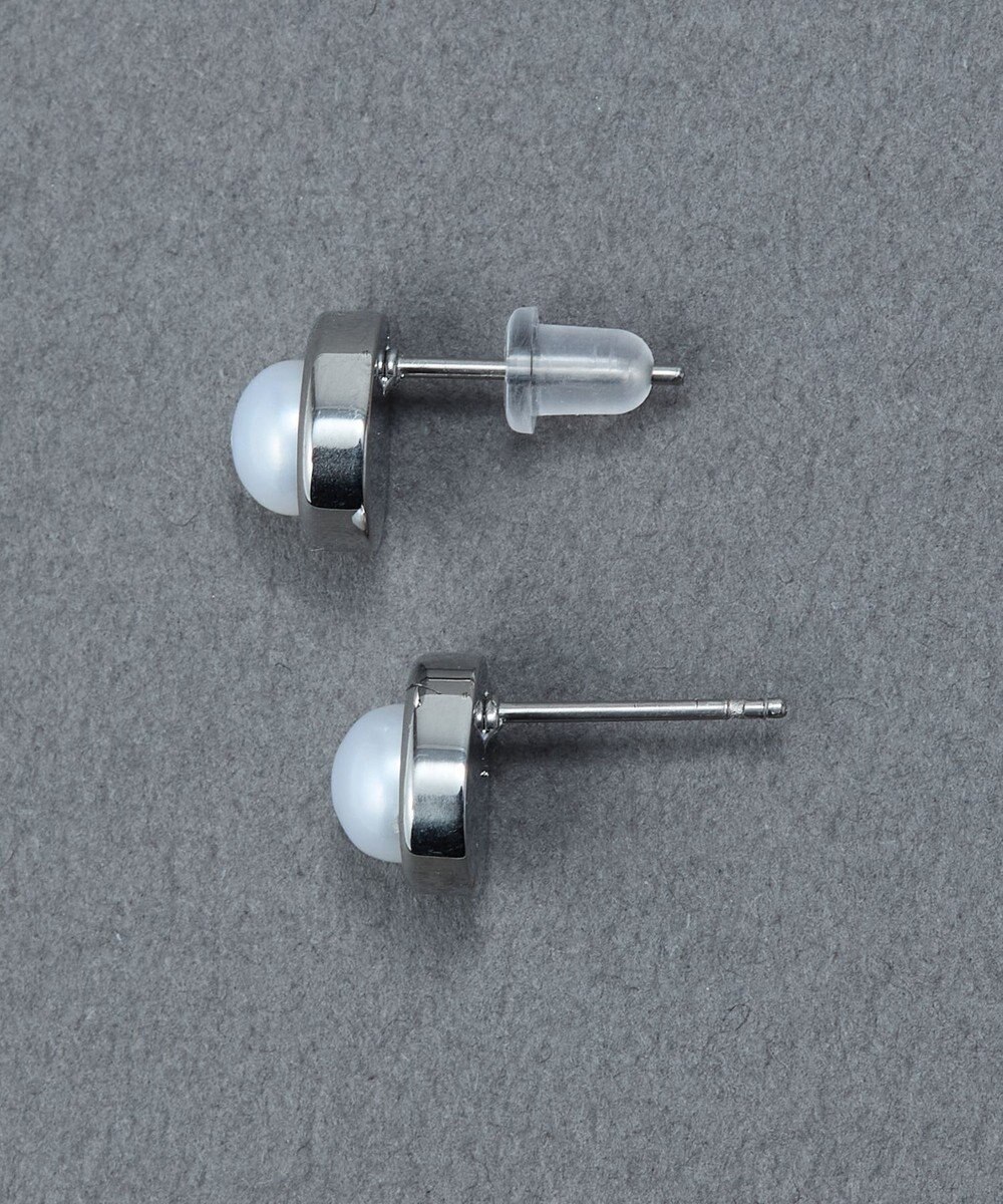 Phoebe 〈金属アレルギー対応〉ニュアンスメタルドロップパールピアス/シルバー　淡水パール/天然パール 