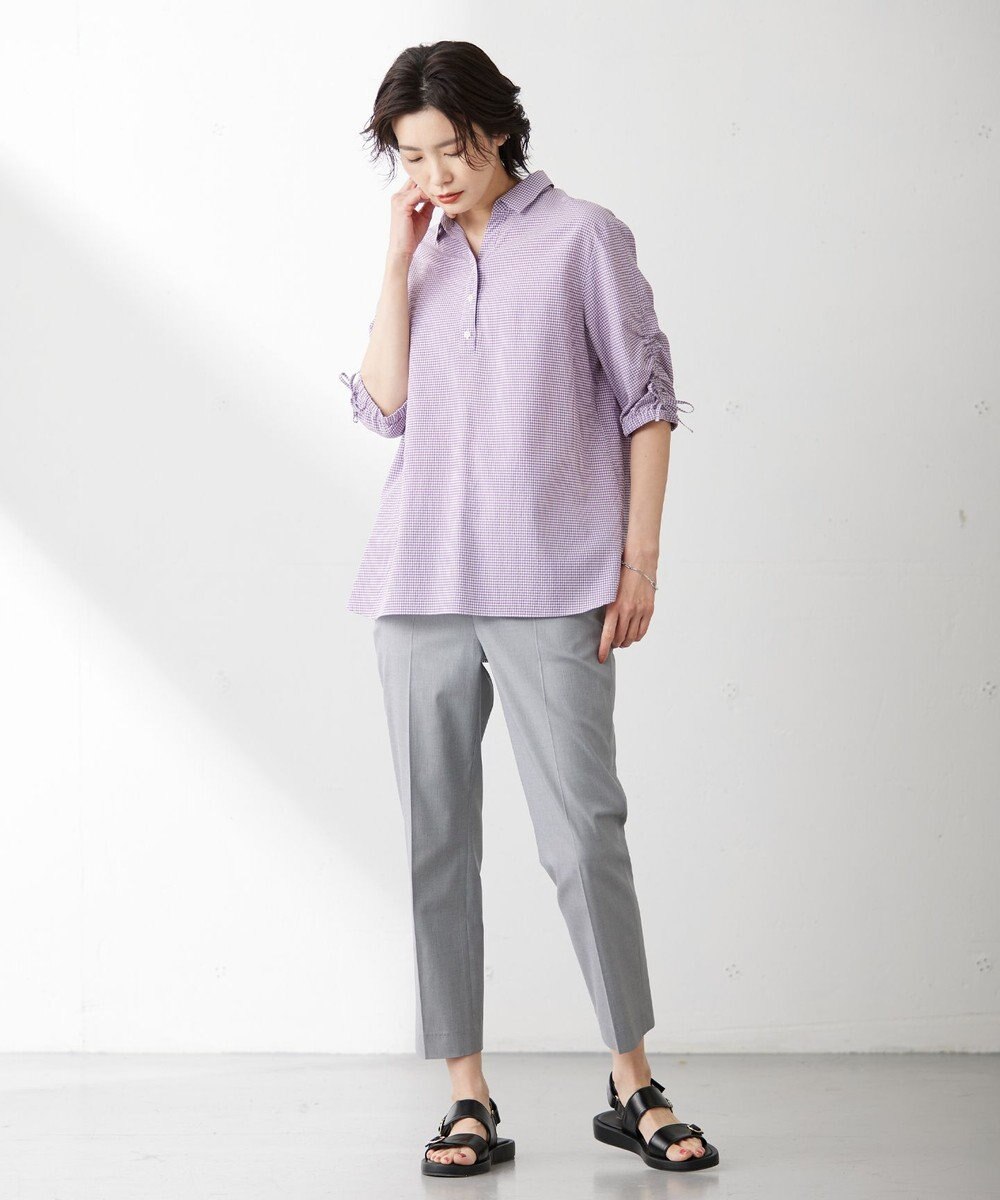 J.PRESS LADIES L 【WEB限定カラーあり・セットアップ対応・洗える・撥水・防汚】コットンFITTYシャーク テーパード パンツ 