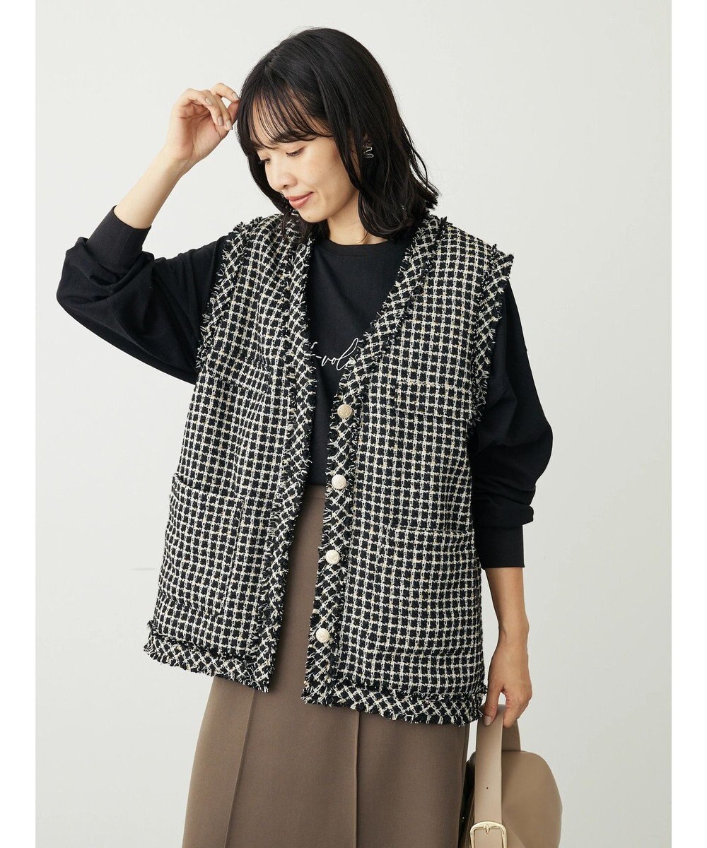 Green Parks ・ＥＬＥＮＣＡＲＥ　ＤＵＥ　ツィードノーカラーベスト 