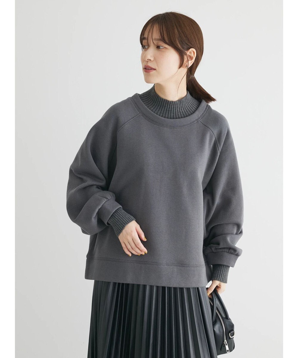 Green Parks 裏起毛ニットリブドッキングプルオーバー 