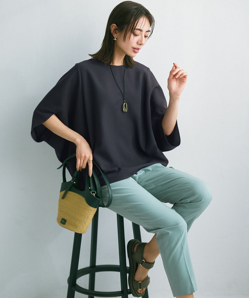 ANY SIS L 【ストレッチ・接触冷感・撥水・UVカット・洗える】エアリーストレッチ テーパードパンツ 