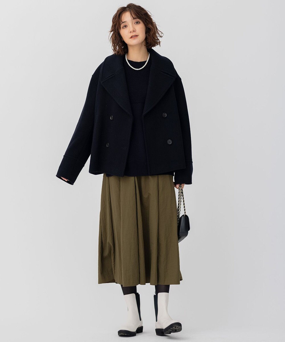 23区 【洗える】ウールコード モックネック 切り替え編み ニット 