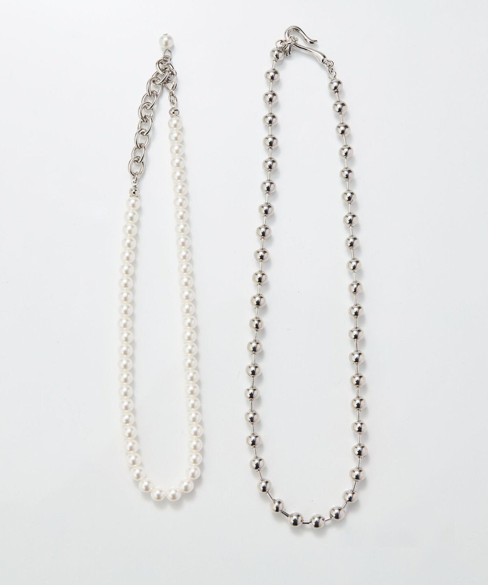 Phoebe 【セレモニーセット】マルチwayメタルボールパールネックレス×2wayグレースツイストラインイヤリングSET 