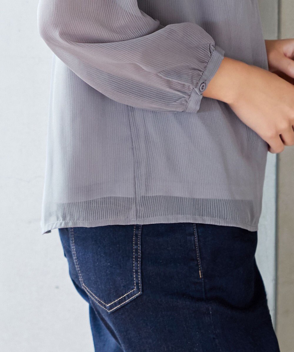 Tiaclasse L 【洗える】ドビーシフォンパールブラウス 