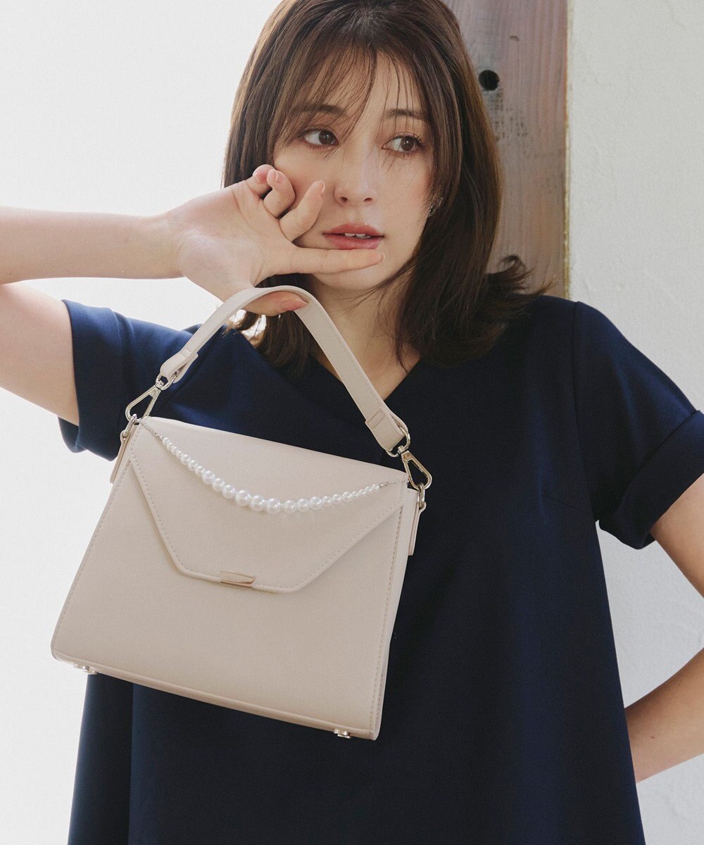 Tiaclasse 【安田美沙子さん着用・4way /2TYPEハンドル】パールチェーン付きハーフフォーマルミニバッグ 