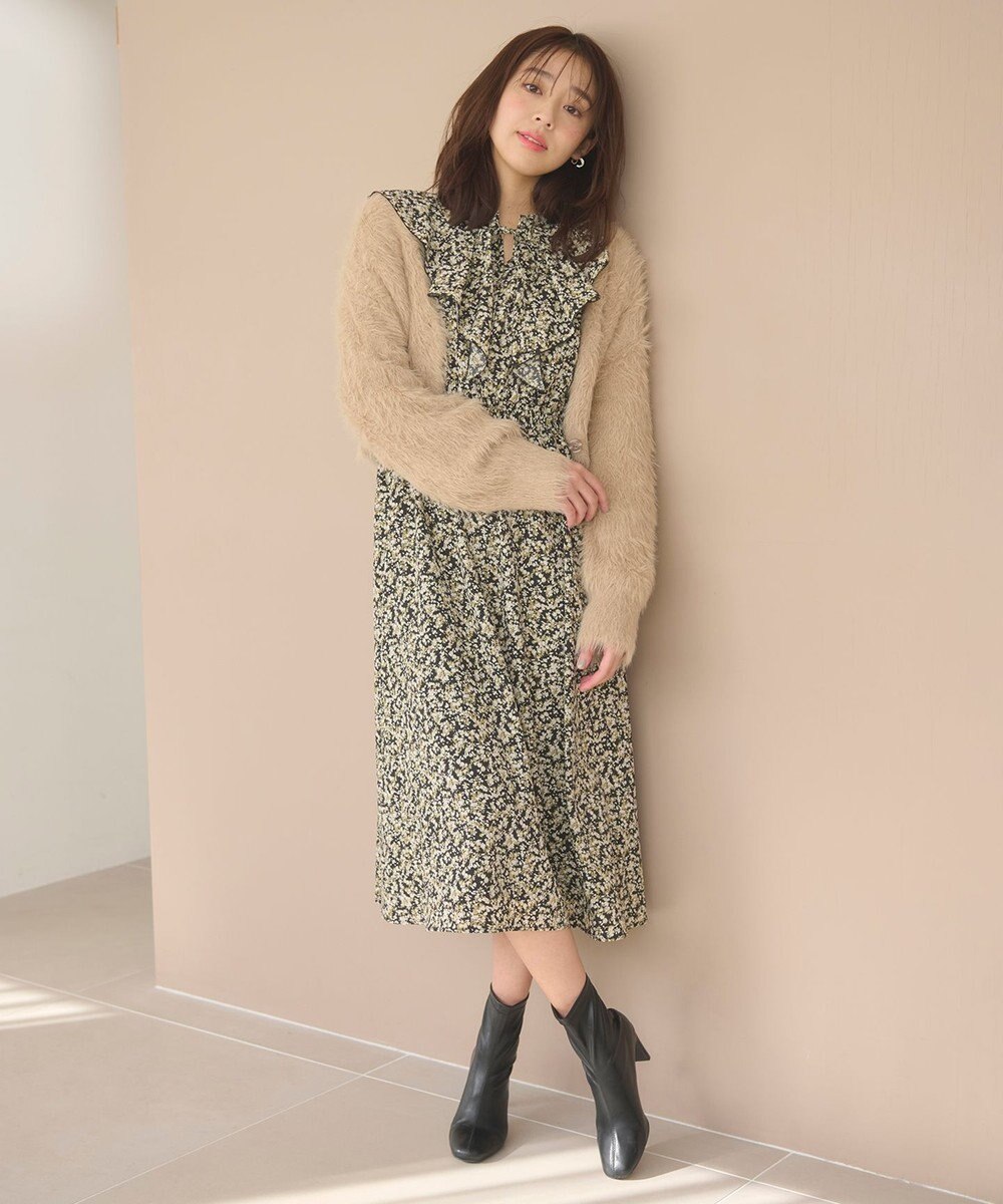 Feroux 【洗える】シャギーショート カーディガン 