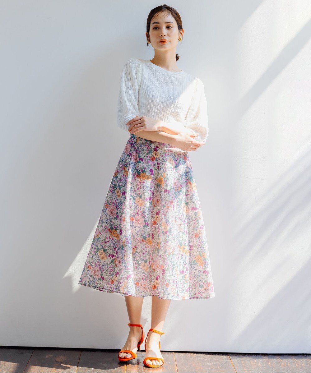 組曲 L 【洗える】CHAIギャザースリーブ ニット 