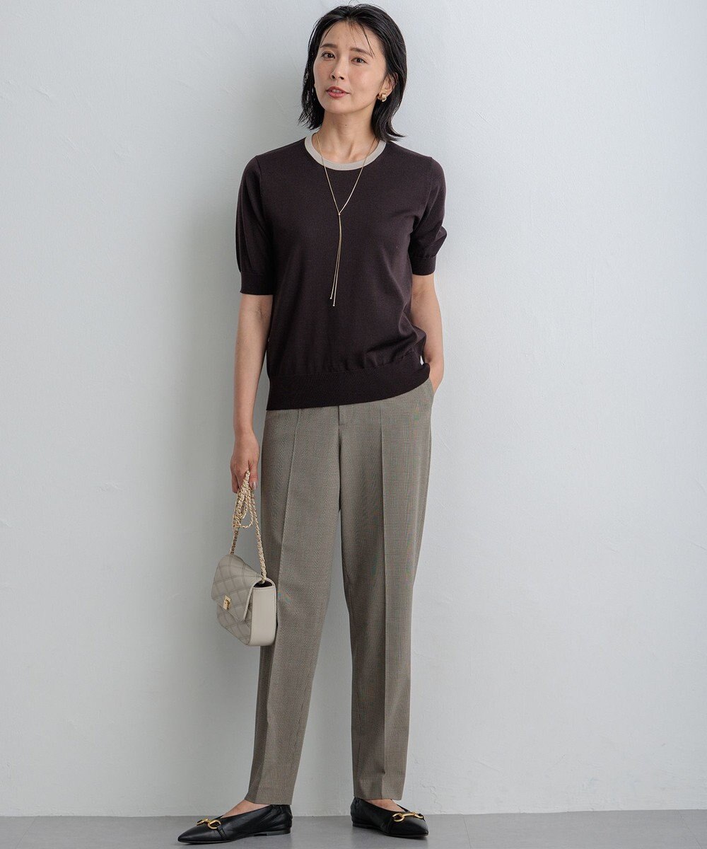 23区 S 【洗える】ドライ2WAYストレッチ チェック テーパードパンツ 