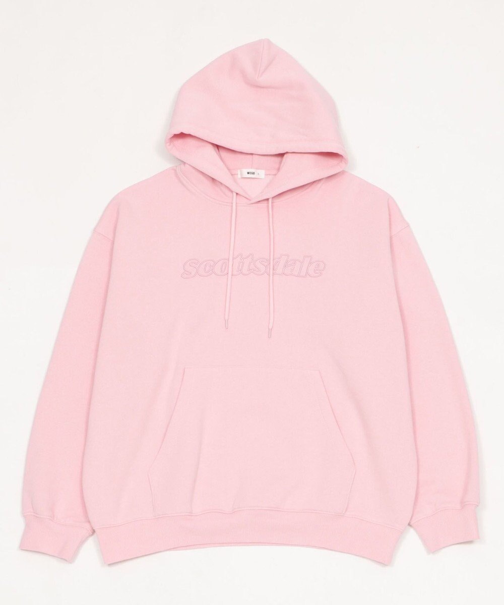 WEGO 【ユニセックス着用ITEM】エンボスステッチロゴプルパーカー 