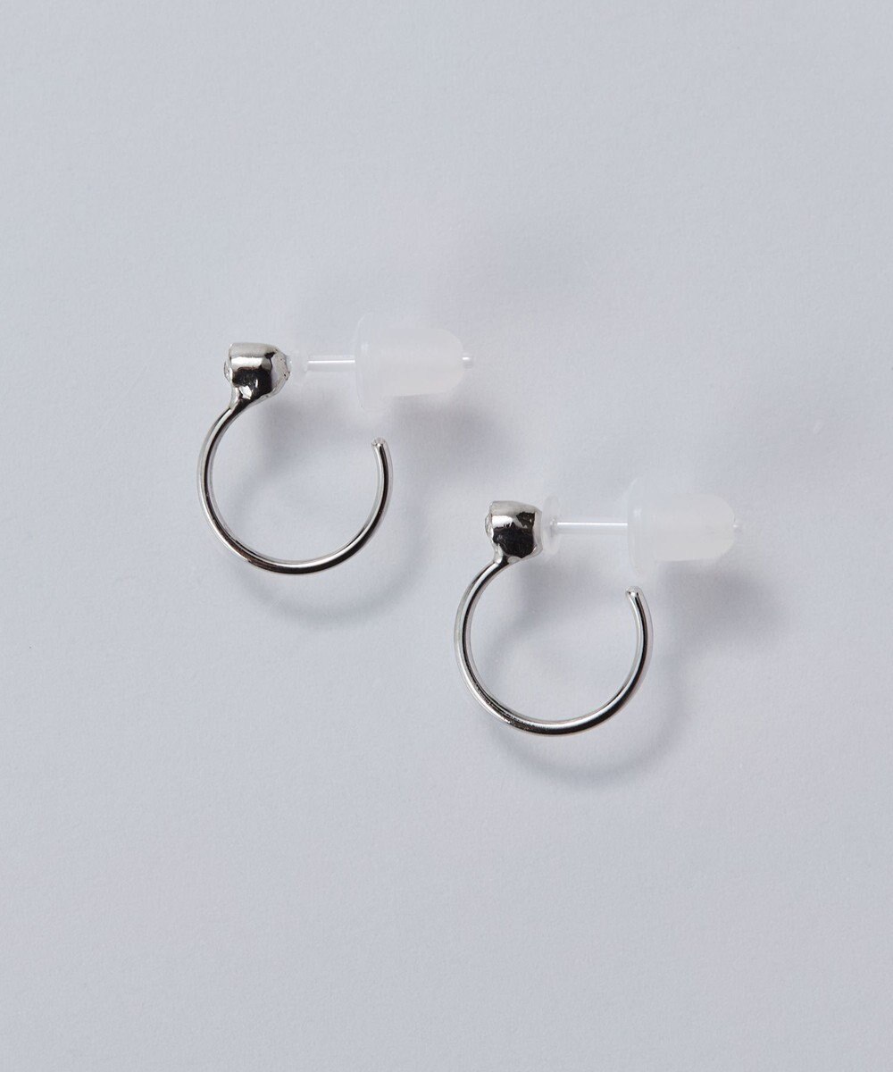 Phoebe 【金属アレルギー対応】ポイントビジューフープピアス/ニッケルフリー シルバー 