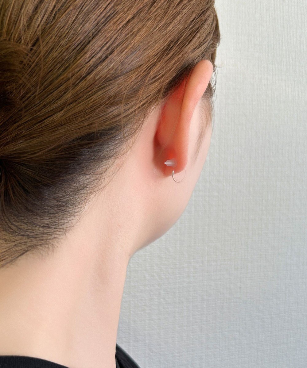 Phoebe 【金属アレルギー対応】ポイントビジューフープピアス/ニッケルフリー シルバー 