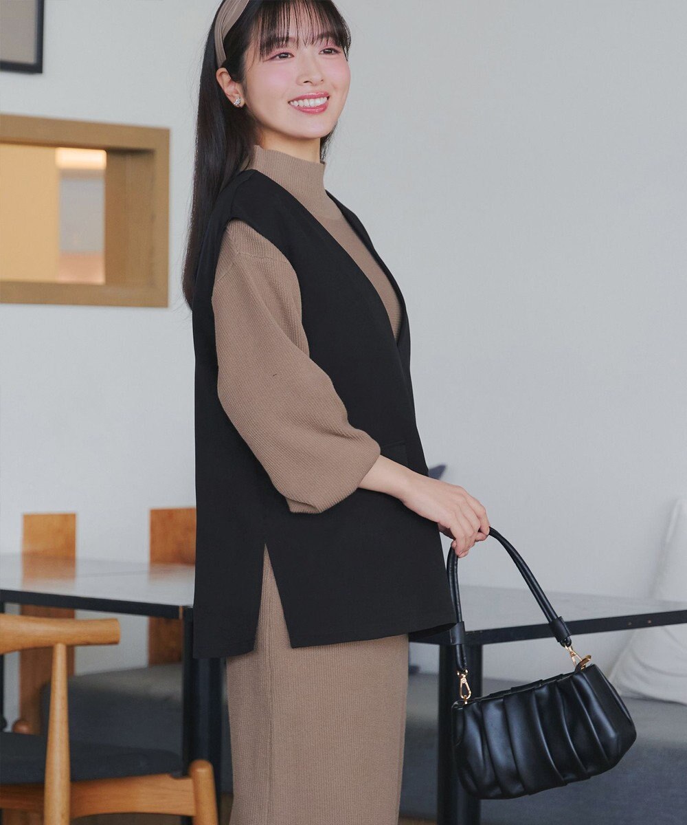 Tiaclasse 【ブラウス&ベスト&パンツ3点セット】リボンタイブラウス＋ベスト付き 3点セットアップ 