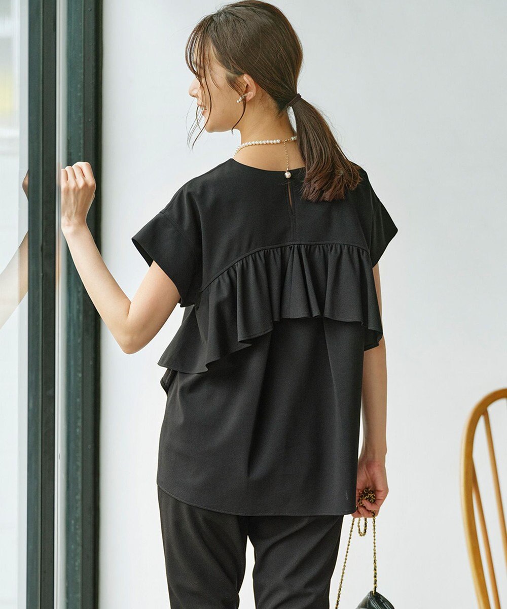 組曲 S 【接触冷感・UVケア】ライトアムンゼンジャージー フリルブラウス 