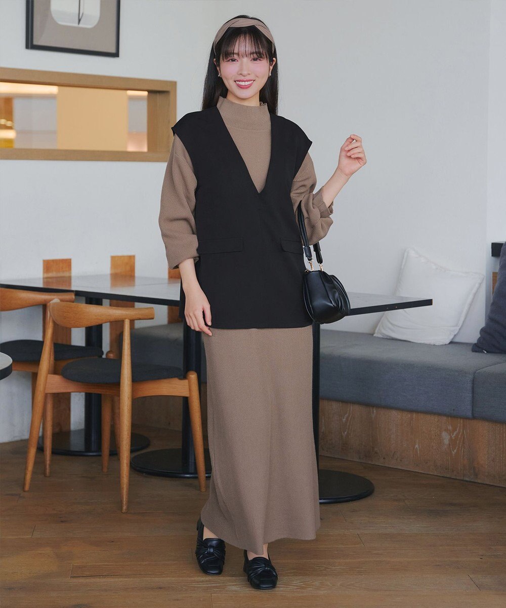 Tiaclasse 【ブラウス&ベスト&パンツ3点セット】リボンタイブラウス＋ベスト付き 3点セットアップ 