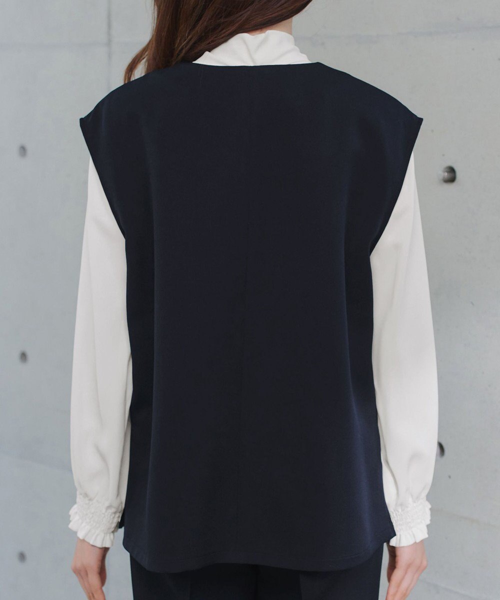 Tiaclasse 【ブラウス&ベスト&パンツ3点セット】リボンタイブラウス＋ベスト付き 3点セットアップ 