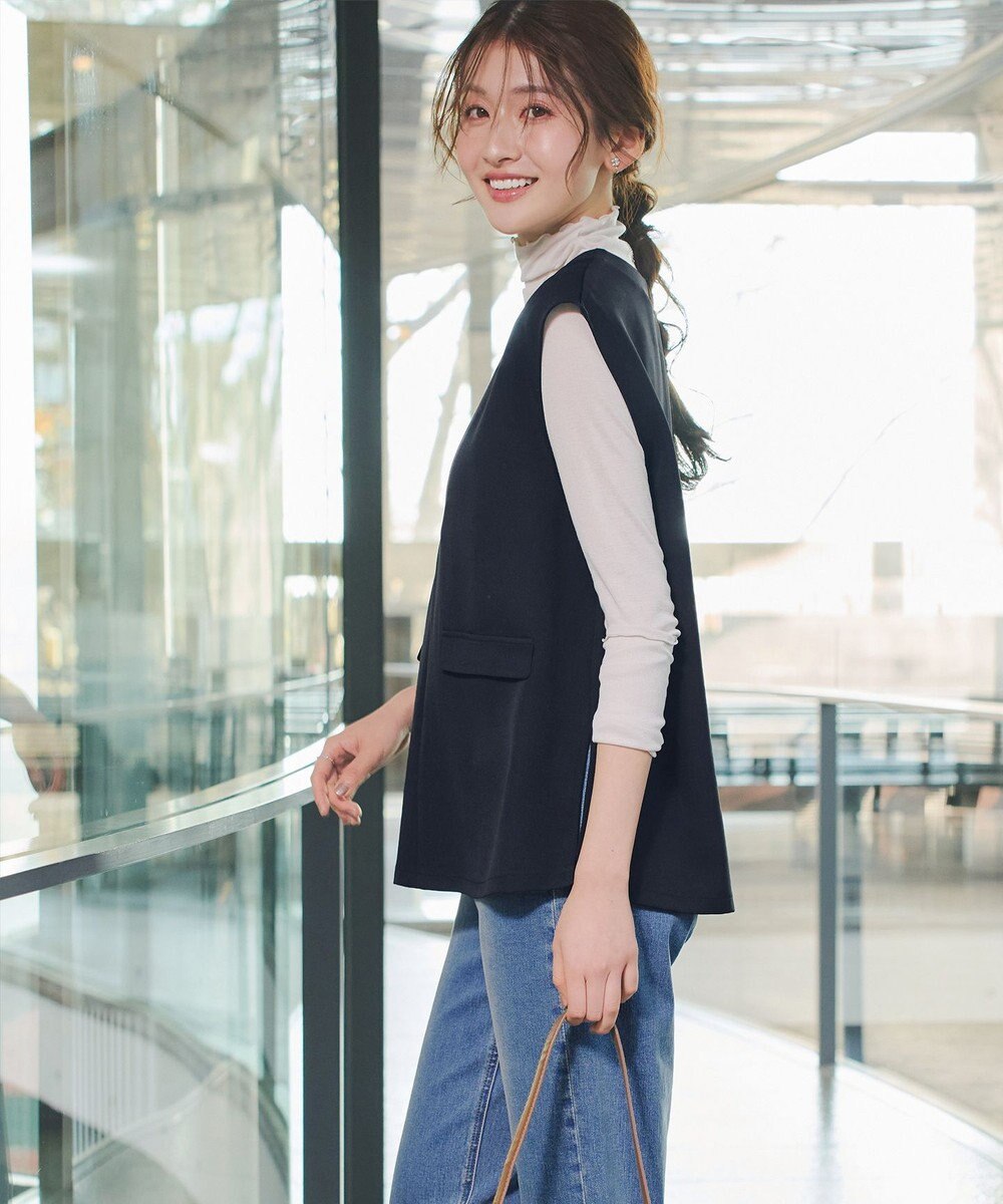 Tiaclasse 【ブラウス&ベスト&パンツ3点セット】リボンタイブラウス＋ベスト付き 3点セットアップ 