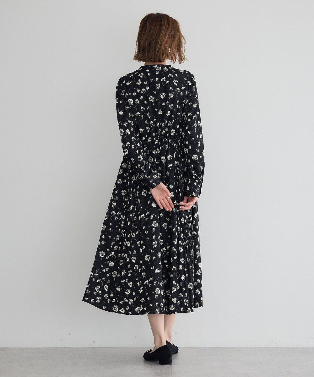 YECCA VECCA フラワー柄プリーツMIXワンピース 