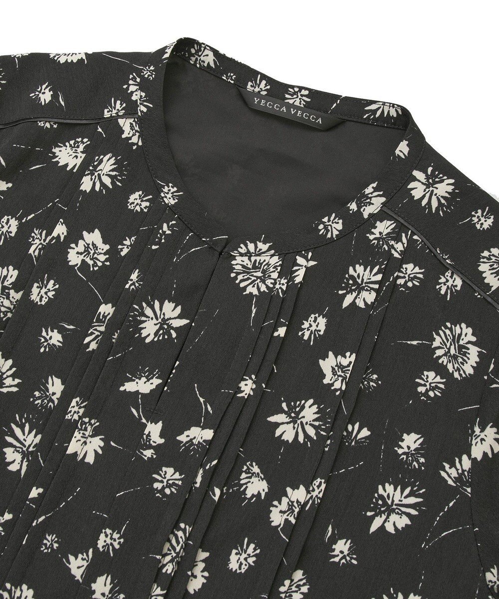 YECCA VECCA フラワー柄プリーツMIXワンピース 
