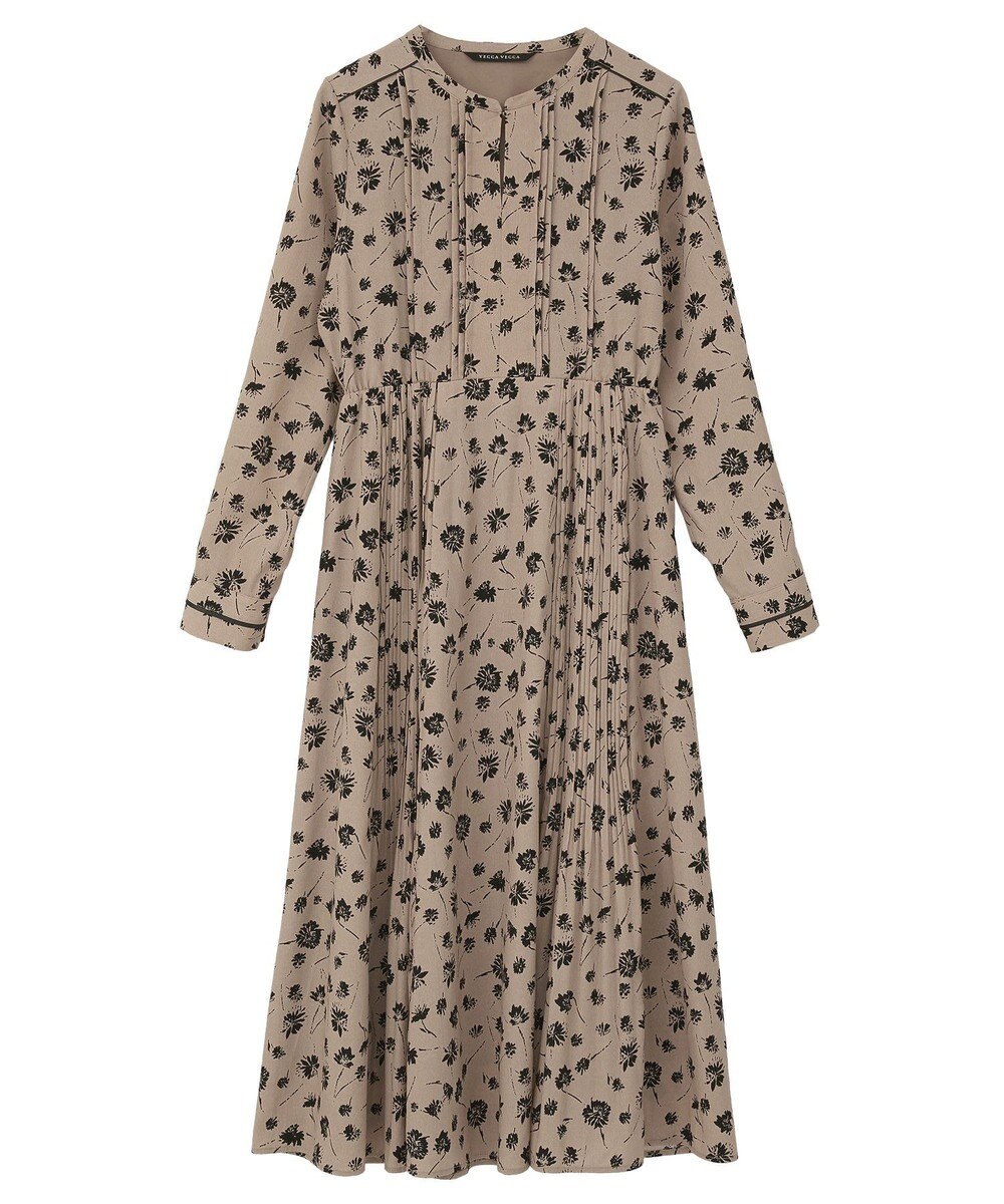 YECCA VECCA フラワー柄プリーツMIXワンピース 