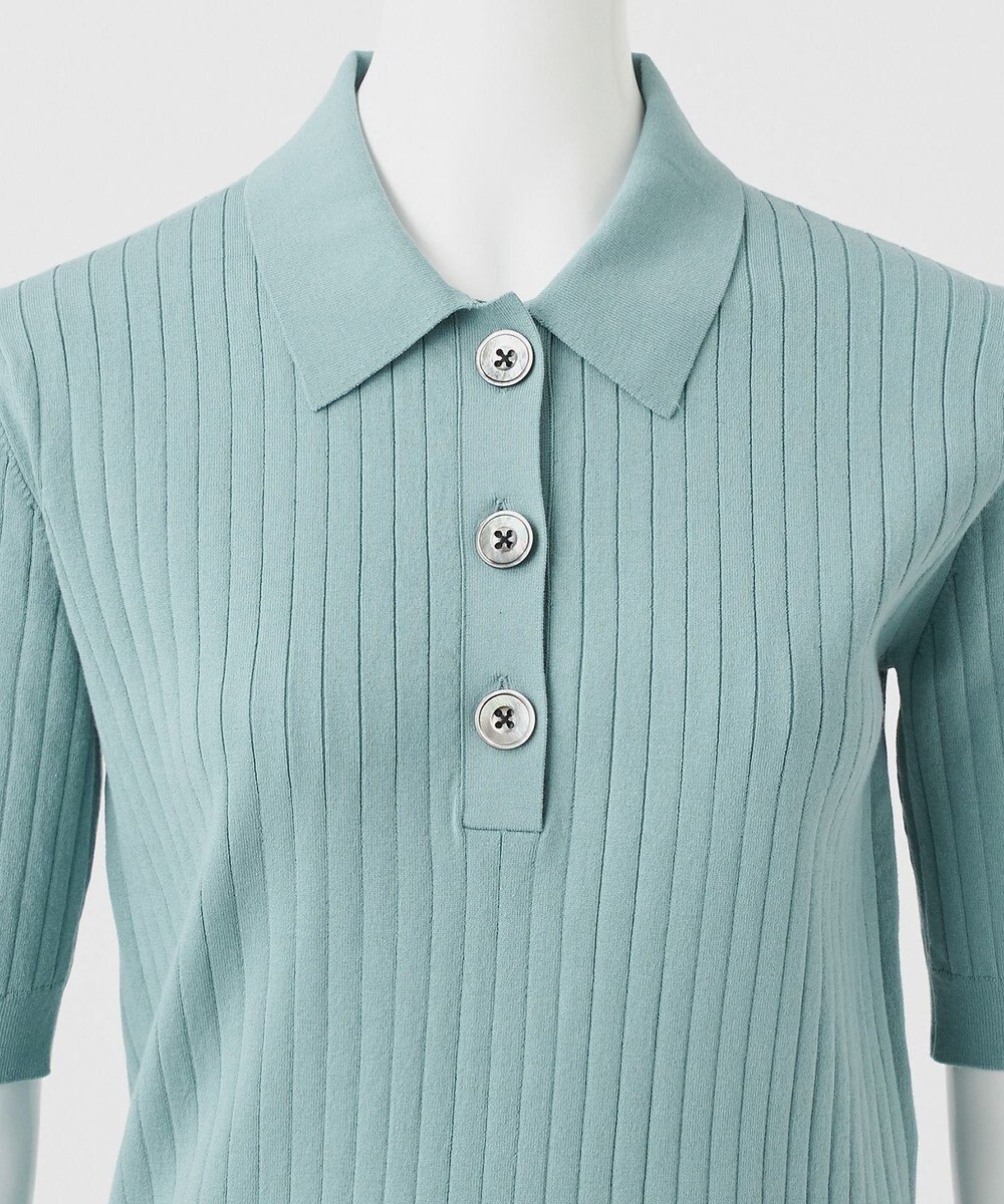 23区 【R(アール)】シルクコットン ポロカラー リブニット 