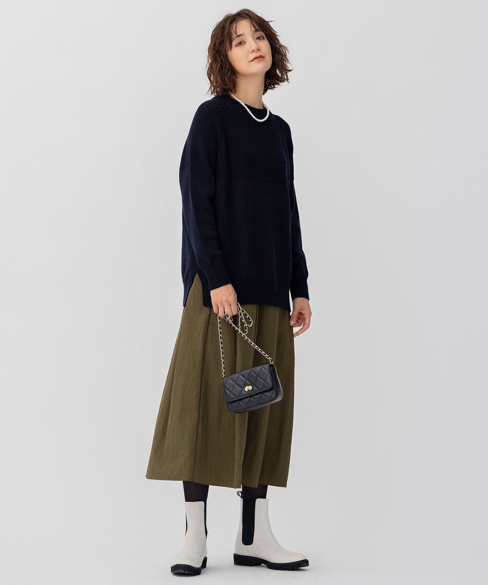 23区 【洗える】ウールコード モックネック 切り替え編み ニット 