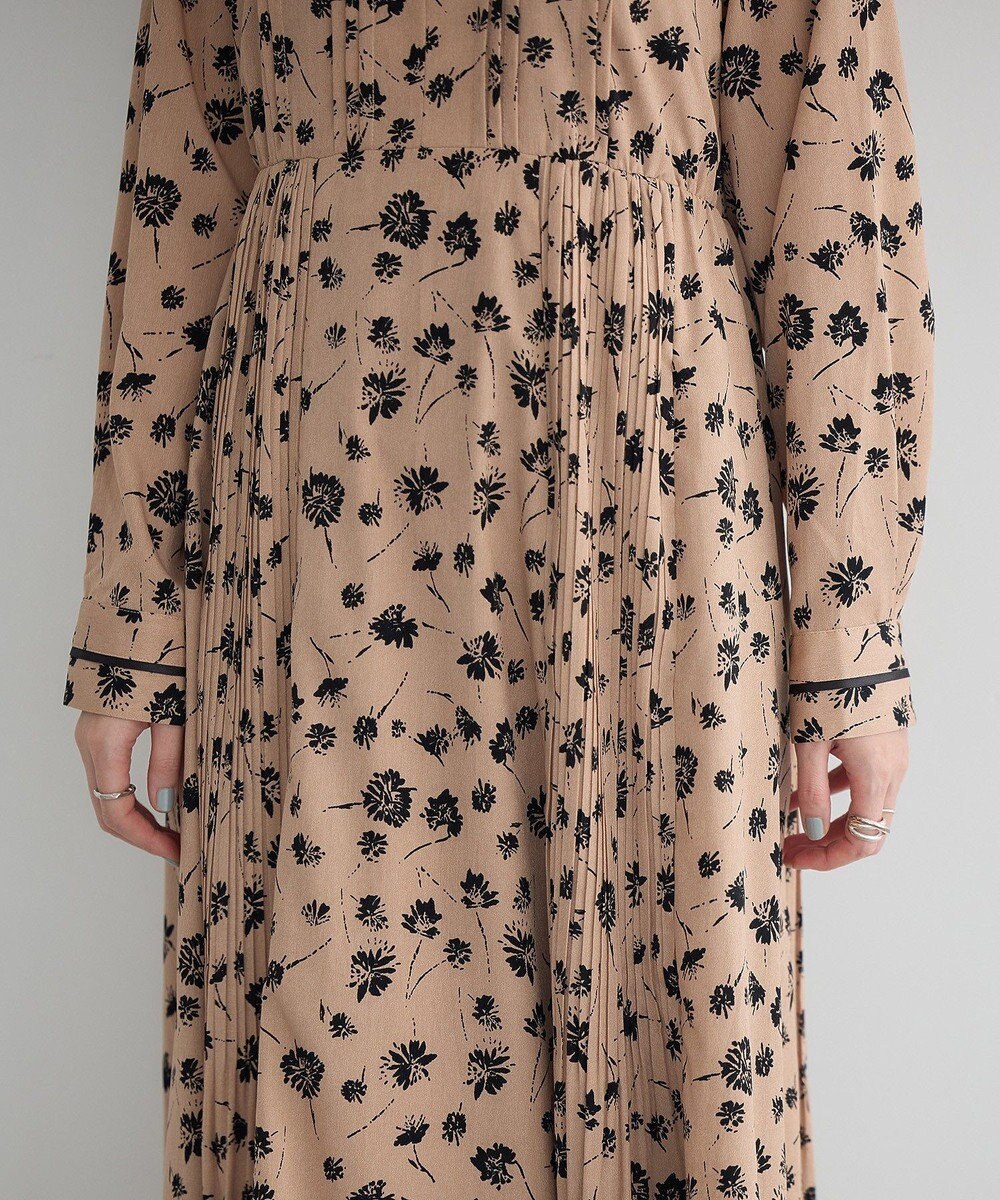 YECCA VECCA フラワー柄プリーツMIXワンピース 