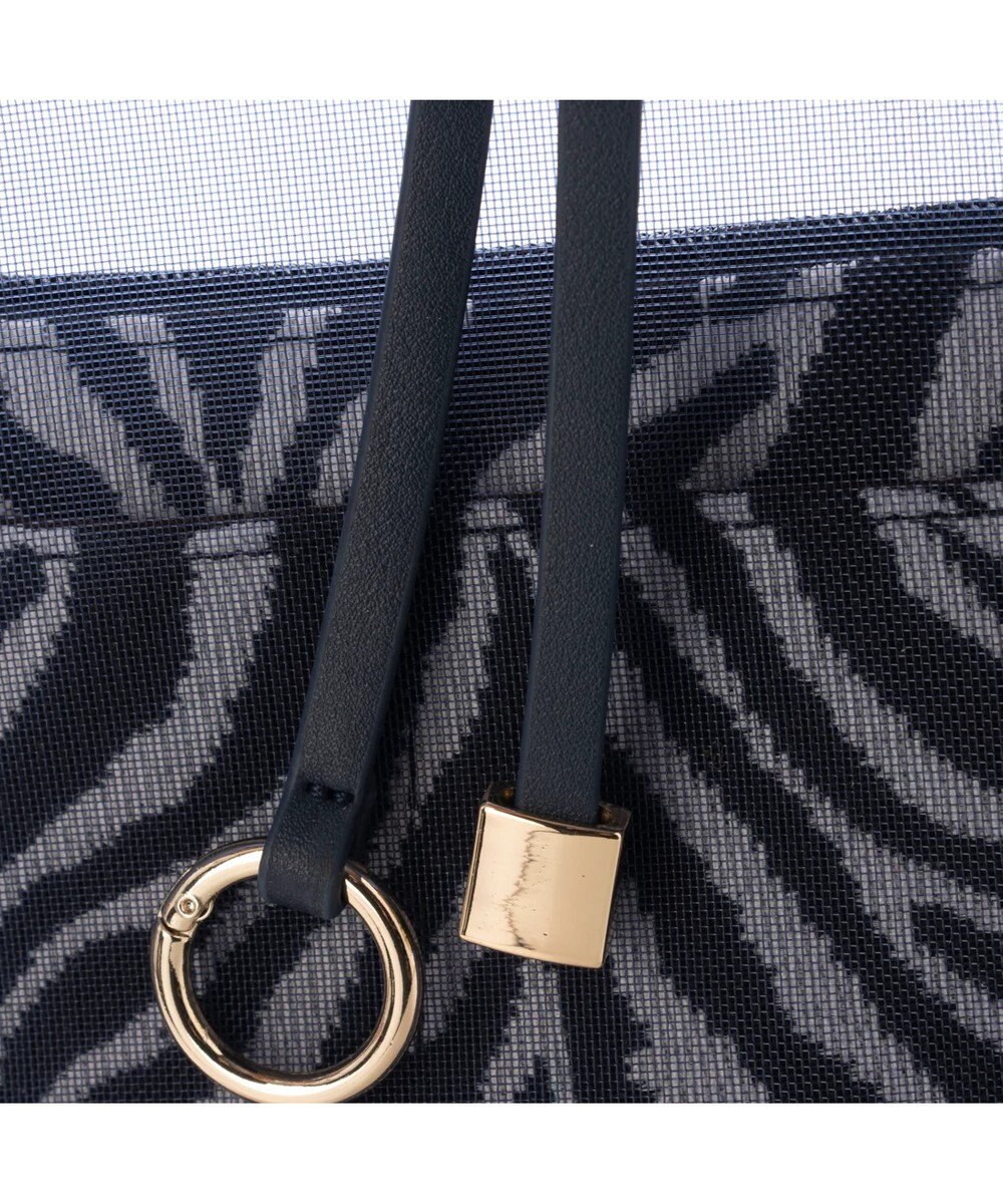 UNBILLION cachecache ポーチ付き柄パイピングメッシュトートバッグ 