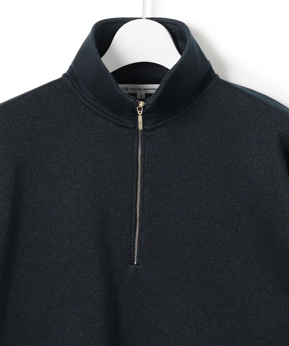 23区 【先行予約】シャイニーコットンテリー ハーフジップ スウェット 
