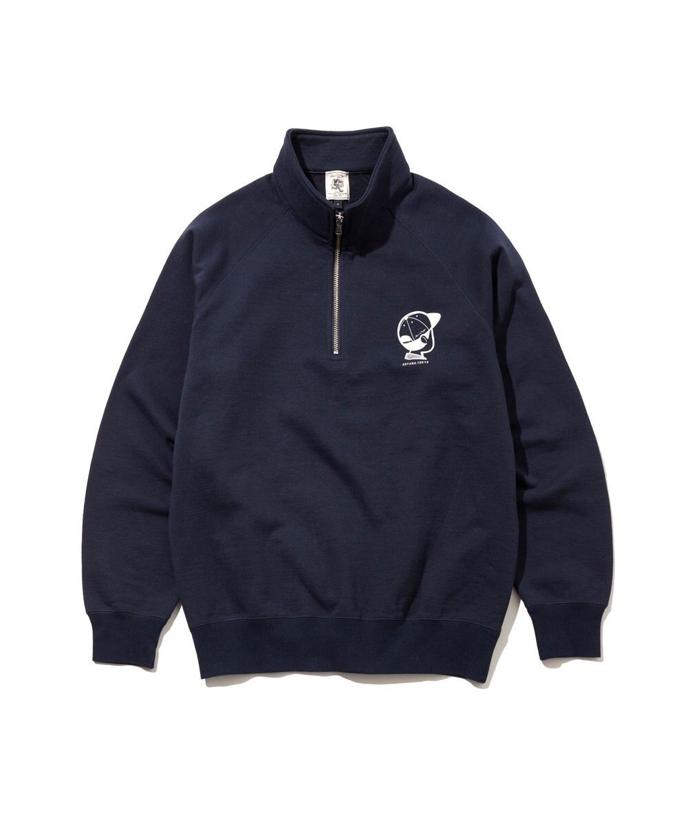 J.PRESS MEN 【AaronChang】【UNISEX】ワンポイントハーフジップ スウェットシャツ 