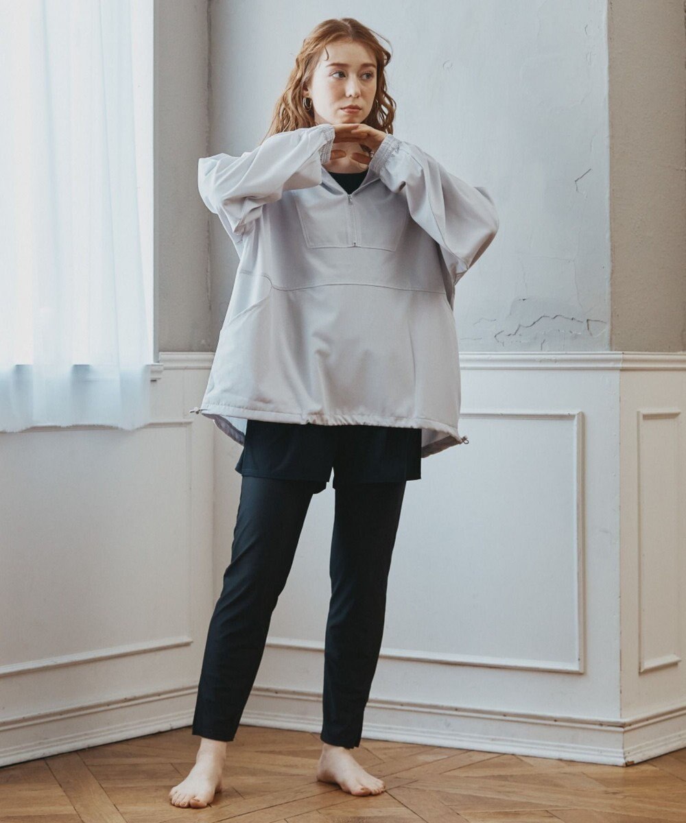 San-ai Resort（三愛水着楽園） 【再入荷】WEB限定商品　ポケット付きハーフジップラッシュパーカー＋リブタンキニ水着+レギンス5点セット【Beach Queen（ビーチクイーン）】 