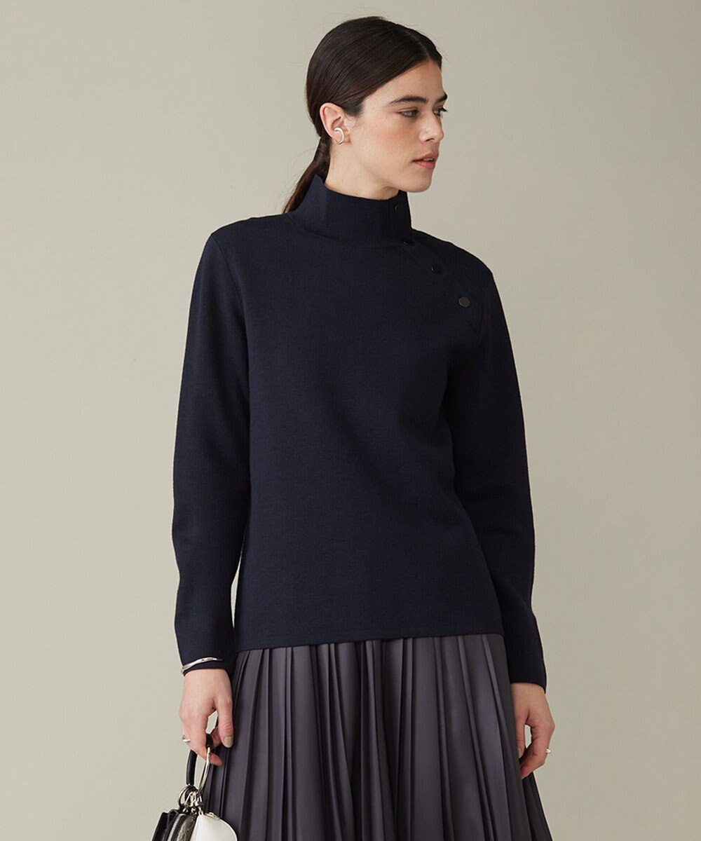 ICB L 【洗える】ウールブレンドスムース ハイネックプルオーバー 