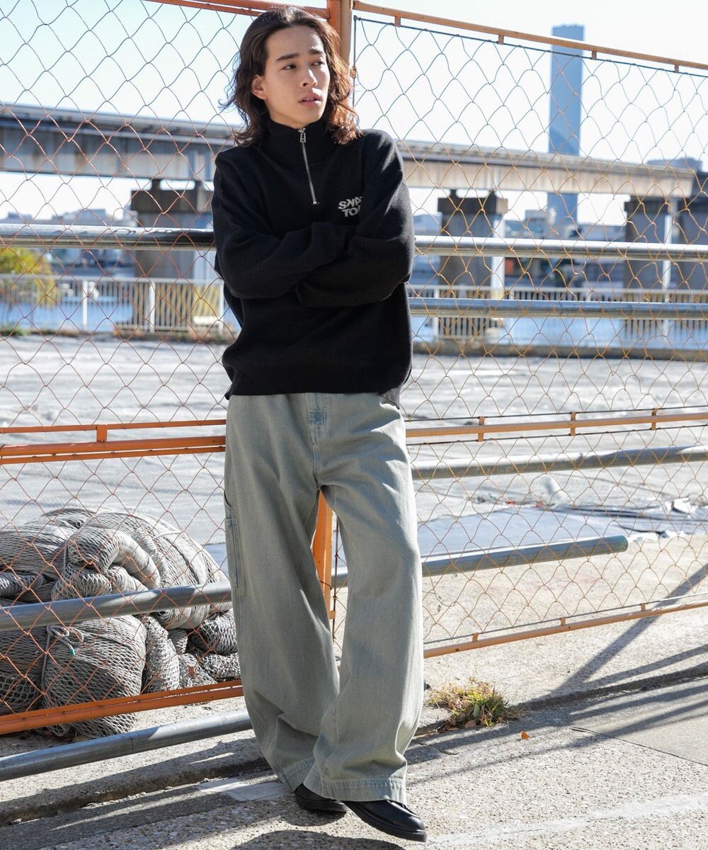 WEGO ハーフジップロゴプルオーバー 