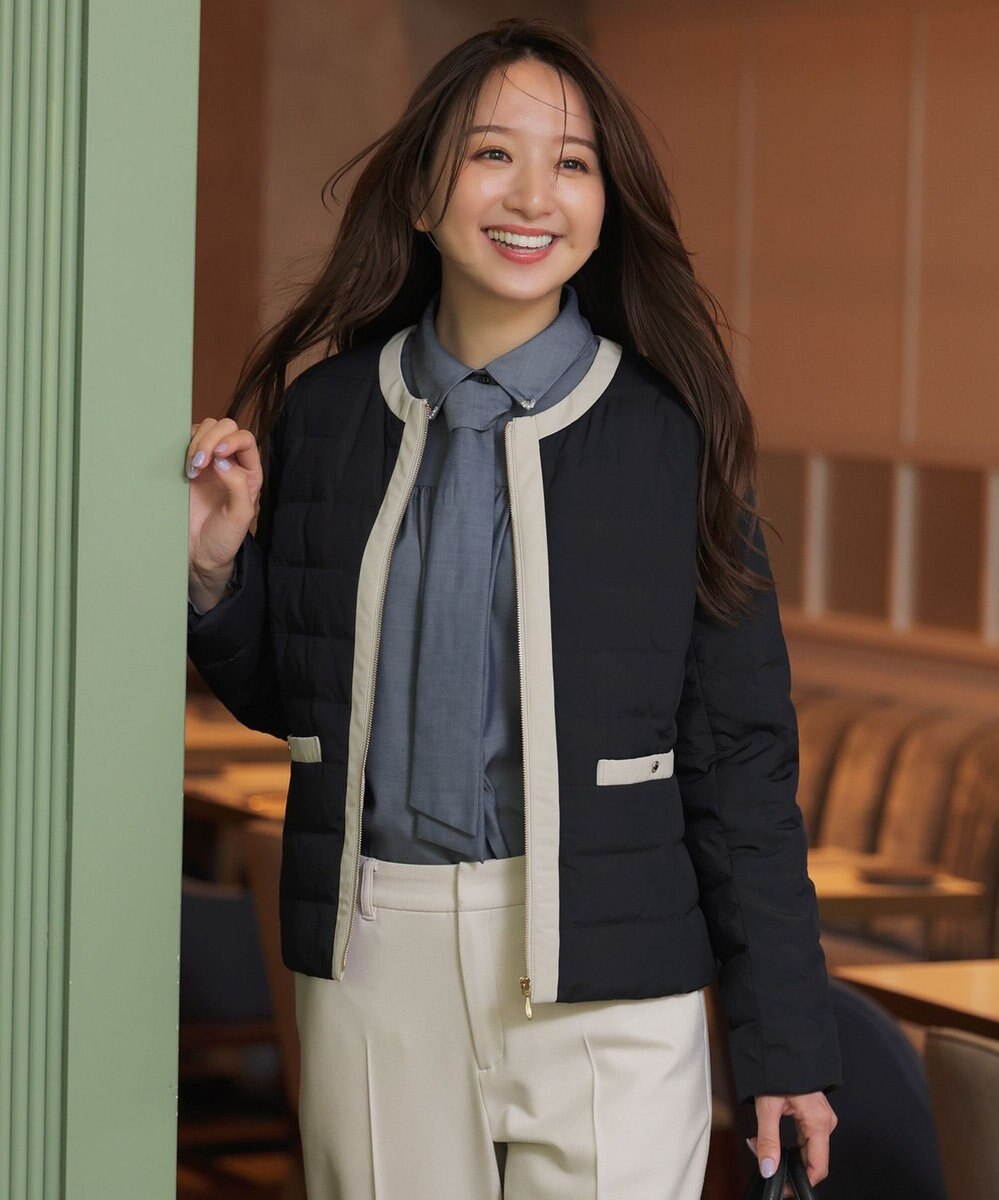 ANY SIS 【2WAY】ノーカラーダウン ジャケット 